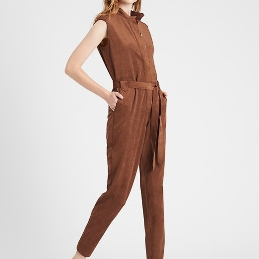Banana Republic Vegan Suede Utility Jumpsuit